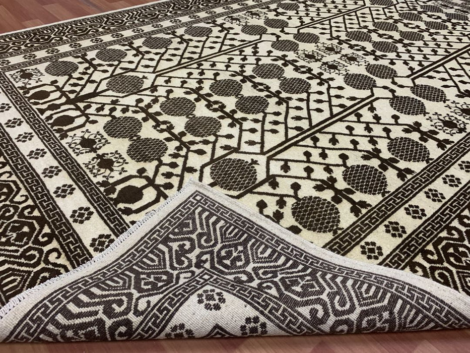7'x10' Hand-Knotted Chobi Ivory/Brown Area Rug – KB Rugs