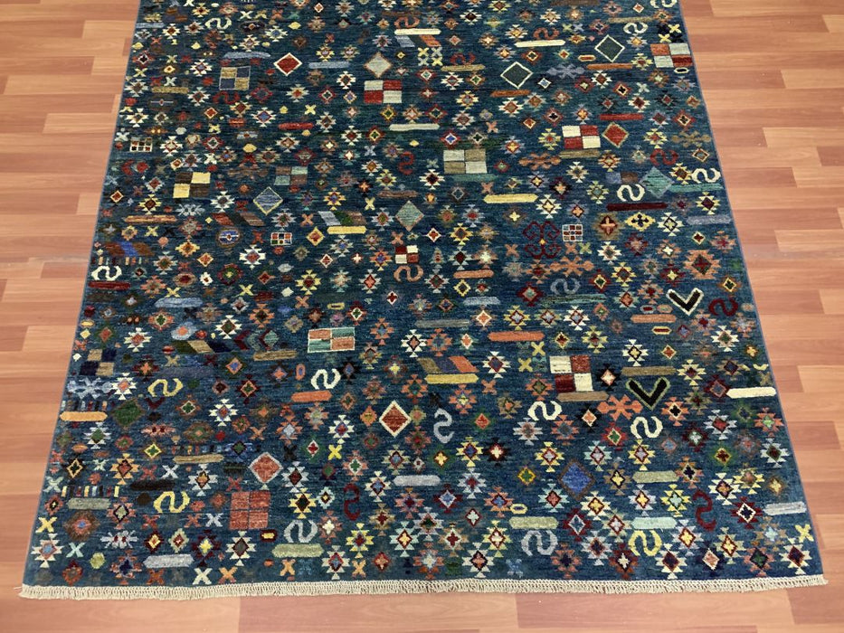 7'x10' Hand-Knotted Modern Chobi Blue/Multi Area Rug – KB Rugs