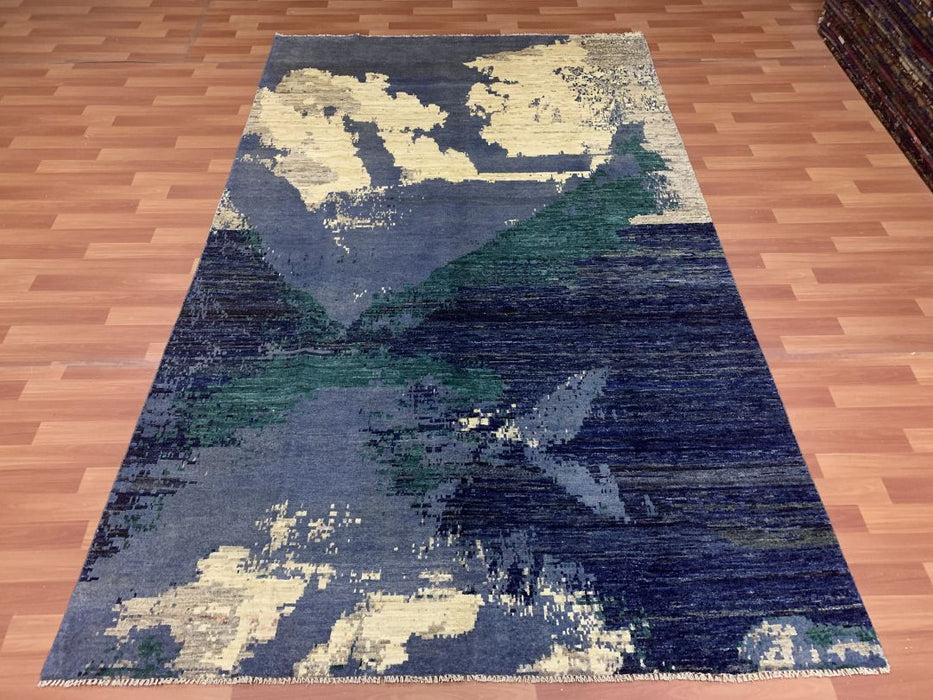 7'x10' Hand-Knotted Modern Chobi Blue/Multi Area Rug – KB Rugs
