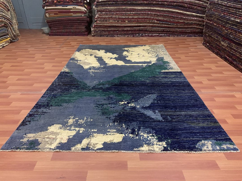 7'x10' Hand-Knotted Modern Chobi Blue/Multi Area Rug – KB Rugs