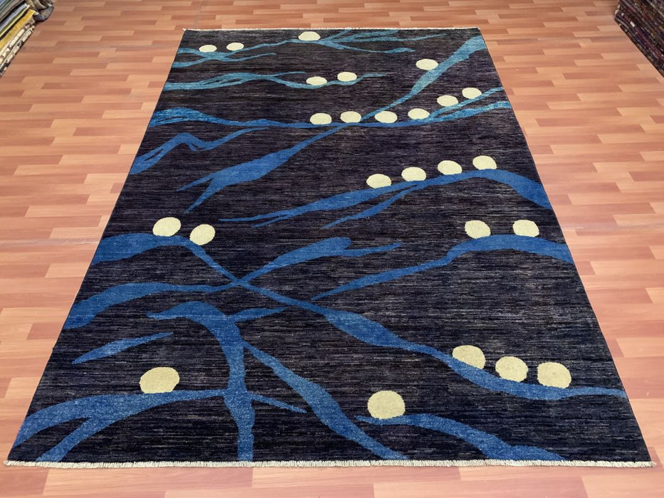 7'x10' Hand-Knotted Modern Chobi Blue/Beige Area Rug – KB Rugs