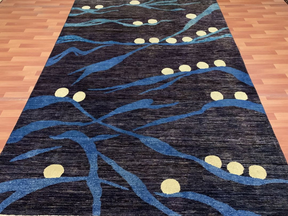 7'x10' Hand-Knotted Modern Chobi Blue/Beige Area Rug – KB Rugs