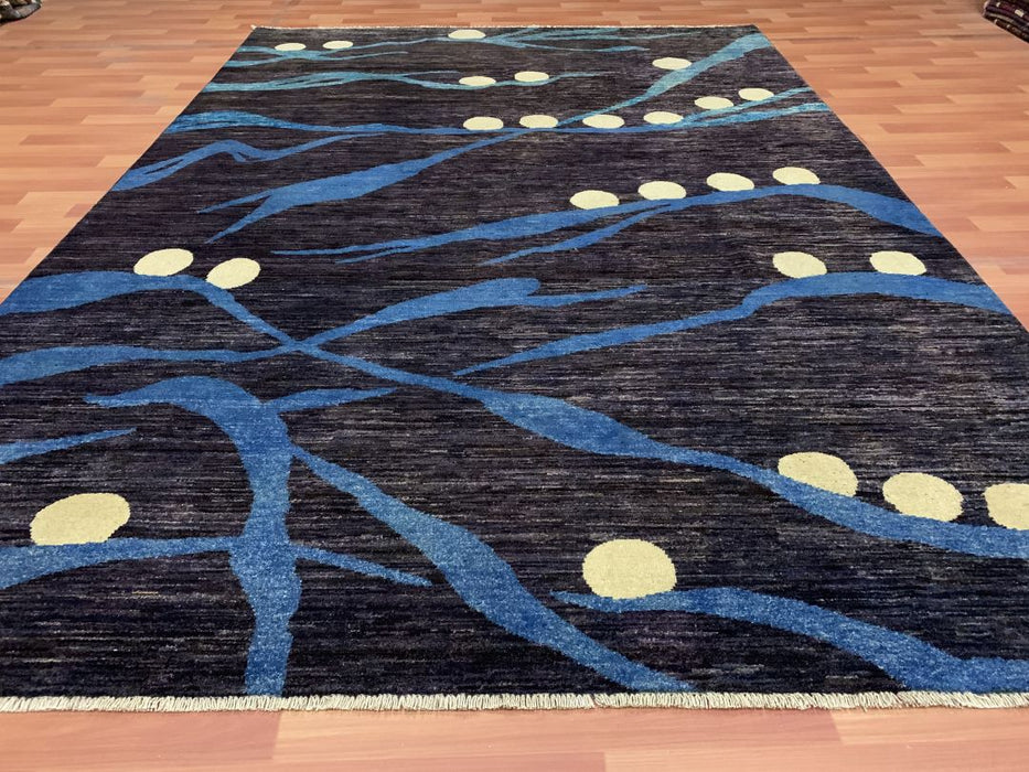 7'x10' Hand-Knotted Modern Chobi Blue/Beige Area Rug – KB Rugs