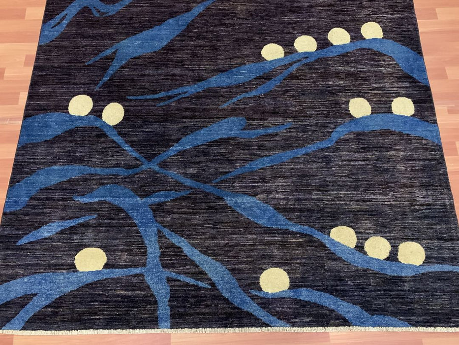 7'x10' Hand-Knotted Modern Chobi Blue/Beige Area Rug – KB Rugs