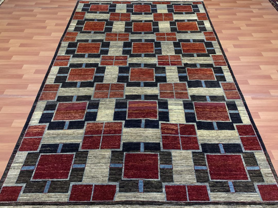 7'x10' Hand-Knotted Modern Chobi Red/Multi Area Rug – KB Rugs