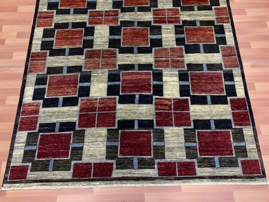 7'x10' Hand-Knotted Modern Chobi Red/Multi Area Rug – KB Rugs