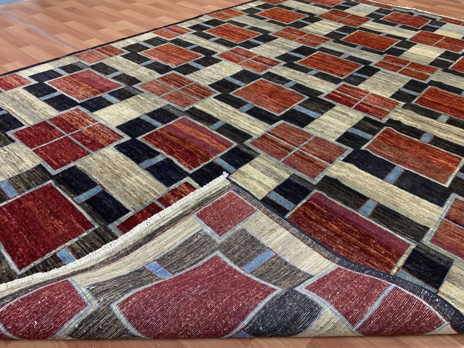 7'x10' Hand-Knotted Modern Chobi Red/Multi Area Rug – KB Rugs