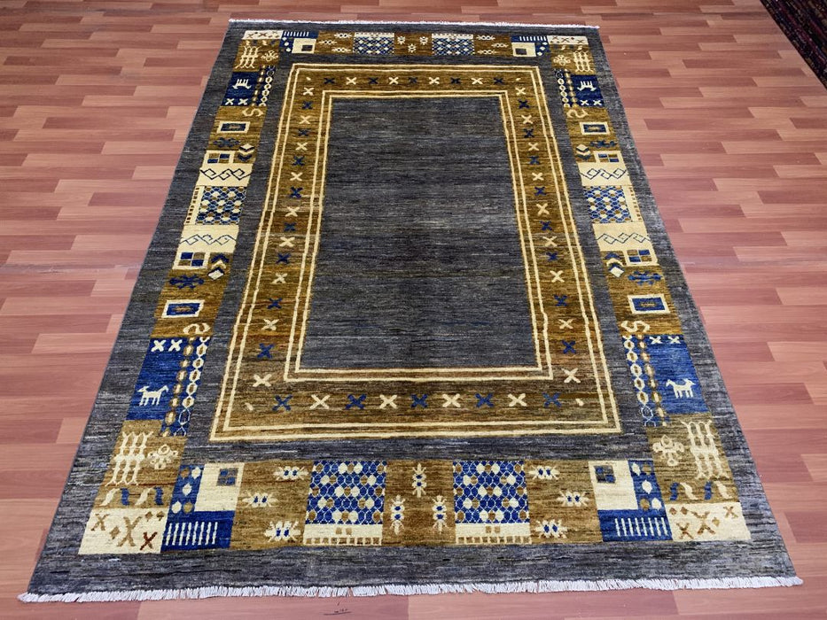6'x9' Hand-Knotted Chobi Grey/Multi Area Rug – KB Rugs