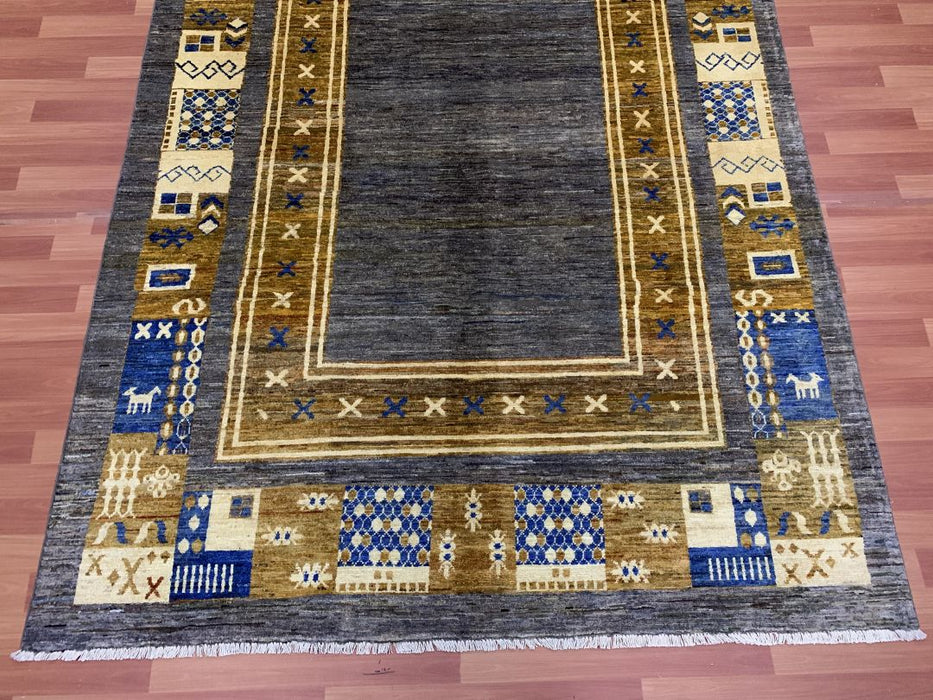 6'x9' Hand-Knotted Chobi Grey/Multi Area Rug – KB Rugs