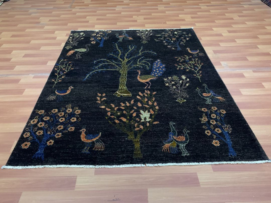 5'x8' Hand-Knotted Chobi Blue/Multi Area Rug – KB Rugs