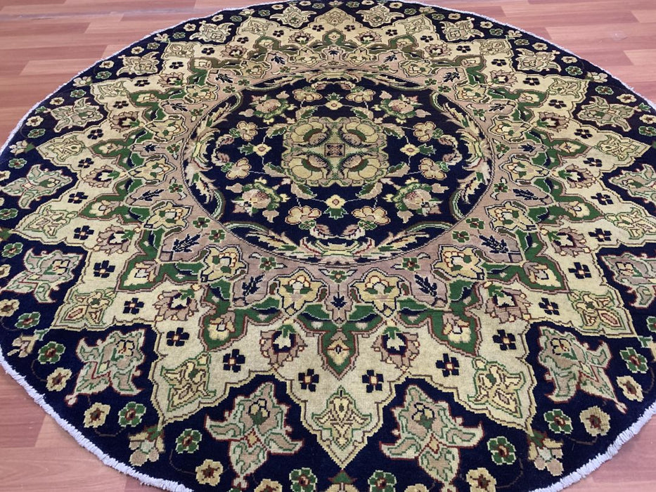 5'0" x 5'0" (152 cm x 152 cm) handgeknoopt rond Ziegler-vloerkleed van 100% wol