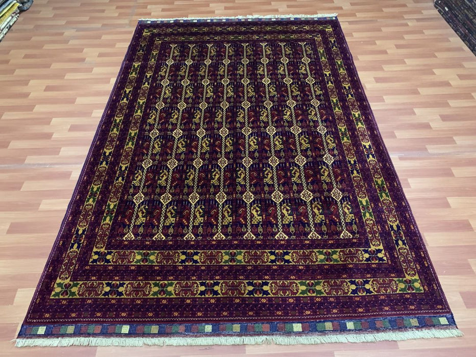7'x10' Hand-Knotted Tribal Bukhara Red/Multi Area Rug – KB Rugs