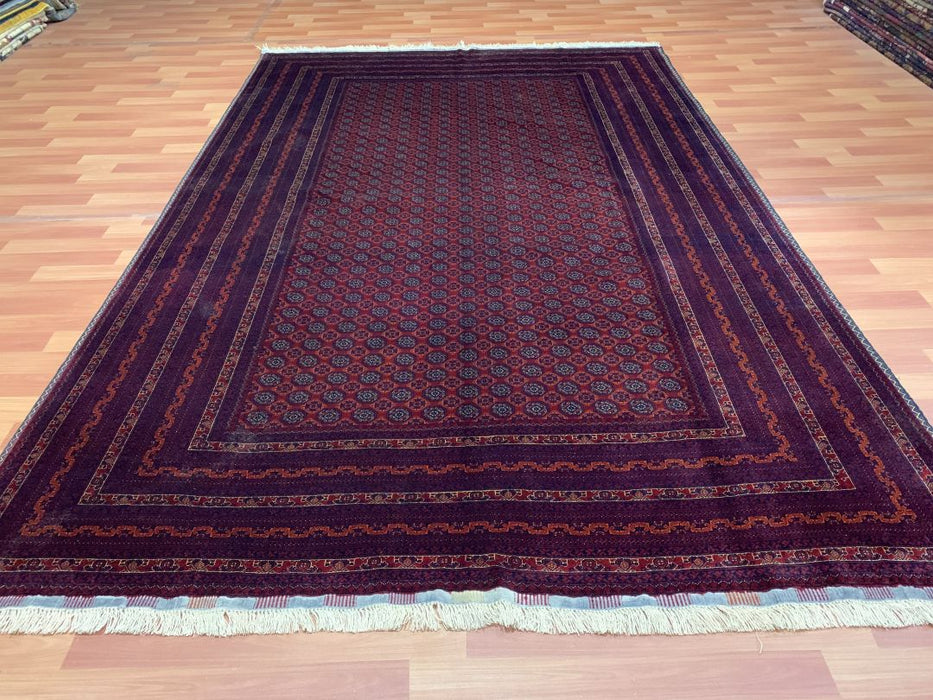 6’10 x 9’10 ' Hand-Knotted Tribal Bukhara Wool Area Rug - Blue/Red