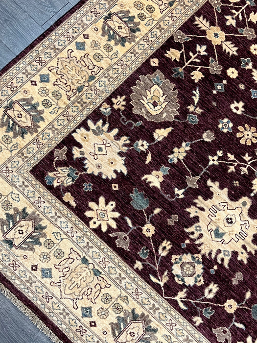 8'x10' Hand-Knotted Chobi Beige/Burgundy Area Rug – KB Rugs
