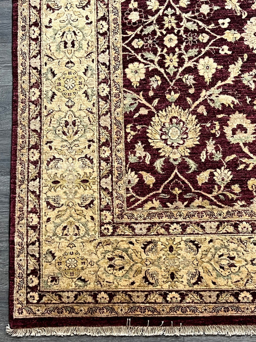 9'x12' Hand-Knotted Chobi Maroon/Beige Area Rug – KB Rugs