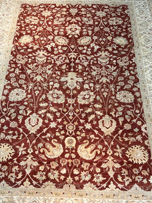 9'x12' Hand-Knotted Chobi Beige/Burgundy Area Rug – KB Rugs