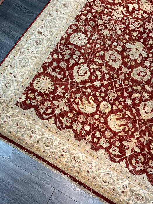 9'x12' Hand-Knotted Chobi Beige/Burgundy Area Rug – KB Rugs