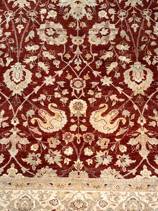 9'x12' Hand-Knotted Chobi Beige/Burgundy Area Rug – KB Rugs