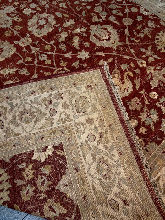 9'x12' Hand-Knotted Chobi Beige/Burgundy Area Rug – KB Rugs
