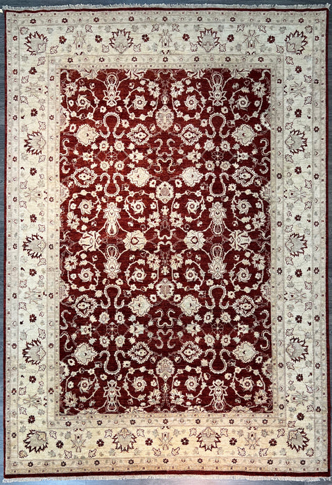 9'x12' Hand-Knotted Chobi Red/Ivory Area Rug – KB Rugs