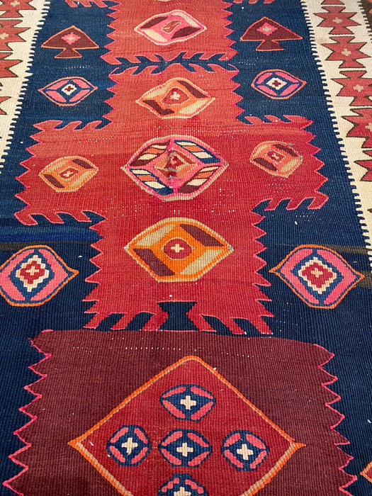 4.4 x 10.11 Kilim handgeknoopt vloerkleed van 100% wol