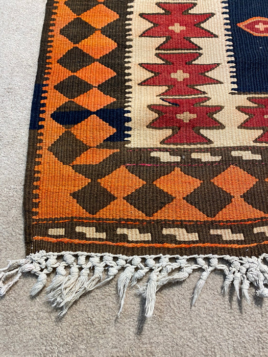 4.4 x 10.11 Kilim handgeknoopt vloerkleed van 100% wol