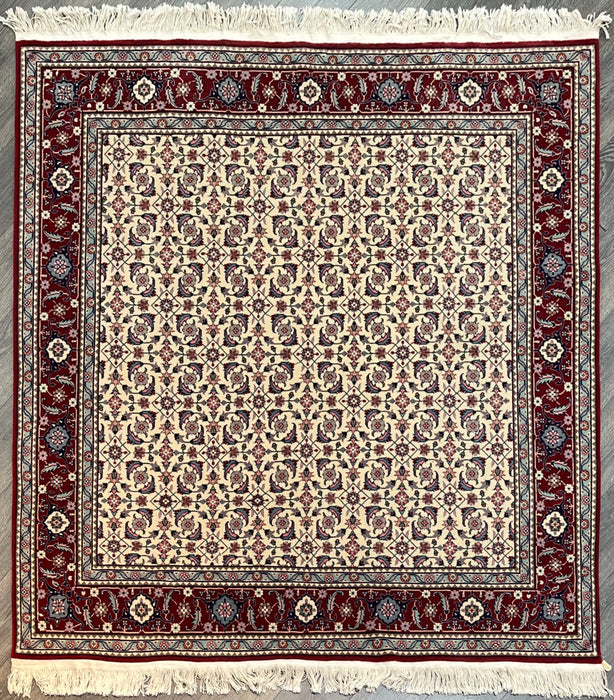 6’5x6’5 indo persian square 100% wool area rug
