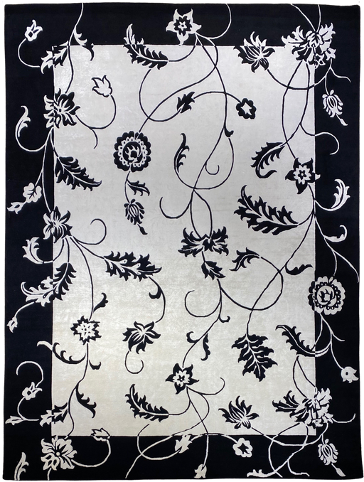 9'x12' Hand-Knotted Nepali Black/White Area Rug – KB Rugs