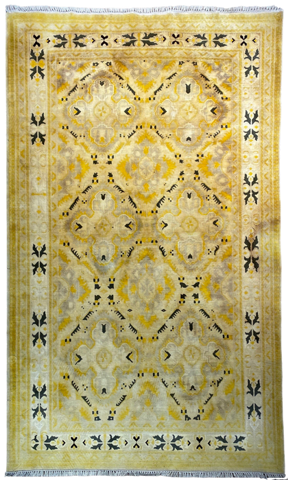 4'x6' Hand-Knotted Kashmiri Yellow/Black Area Rug – KB Rugs
