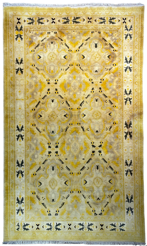 4'x6' Hand-Knotted Kashmiri Yellow/Black Area Rug – KB Rugs